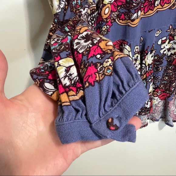 Free People Long Sleeve Floral Peplum Tunic Top - Picture 2 of 7